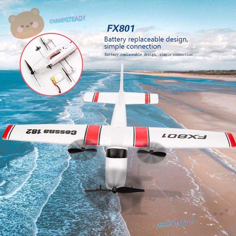 CHAMPSTEADY สําหรับ Cessna 182 FX801 รีโมทคอนโทรลเครื่องบินทนต่อการตก 2CH ปีกคงที่ 2.4G Controller ส