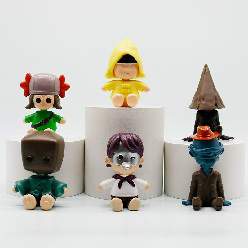 6 ชิ้น/เซ็ต Little Nightmares 3 อะนิเมะรูปหก Mono นั่ง Figurines ตุ๊กตาของเล่นแฟนของขวัญ