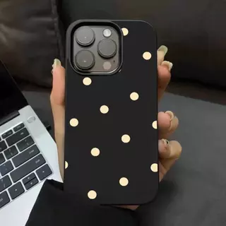 เคสไอโฟน 16 17 สำหรับ iPhone 11 13 15 12 14 Pro Max 7 16 14 15 8 Plus X XR XS Max 15 Pro เคสผิวมันลายจุดน่ารักเรียบง่าย