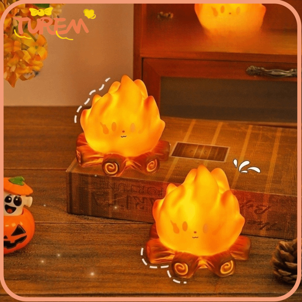 TUREM เปลวไฟจำลอง LED Night Light ตกแต่งโต๊ะ ทำงานโดยใช้ถ่าน เพิ่มบรรยากาศทันท่วงที