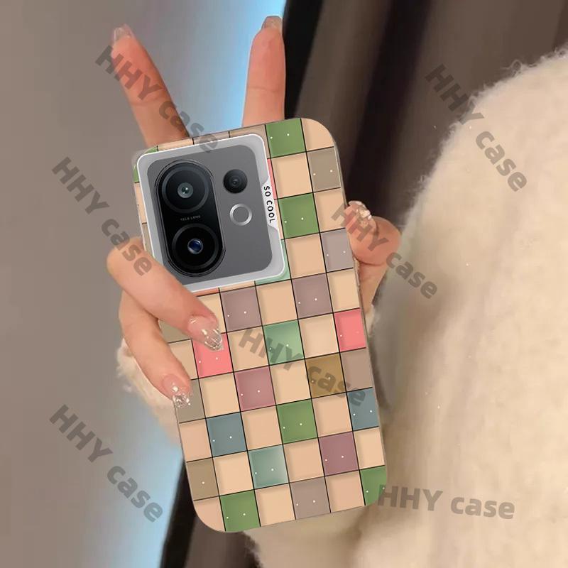 เคส Vivo V60 V50 V40 5G เคส Vivo V60 V50 Lite 5G เคส Vivo V40 Pro 5G เคส กรณีที่มีสีสัน Checkered Ma
