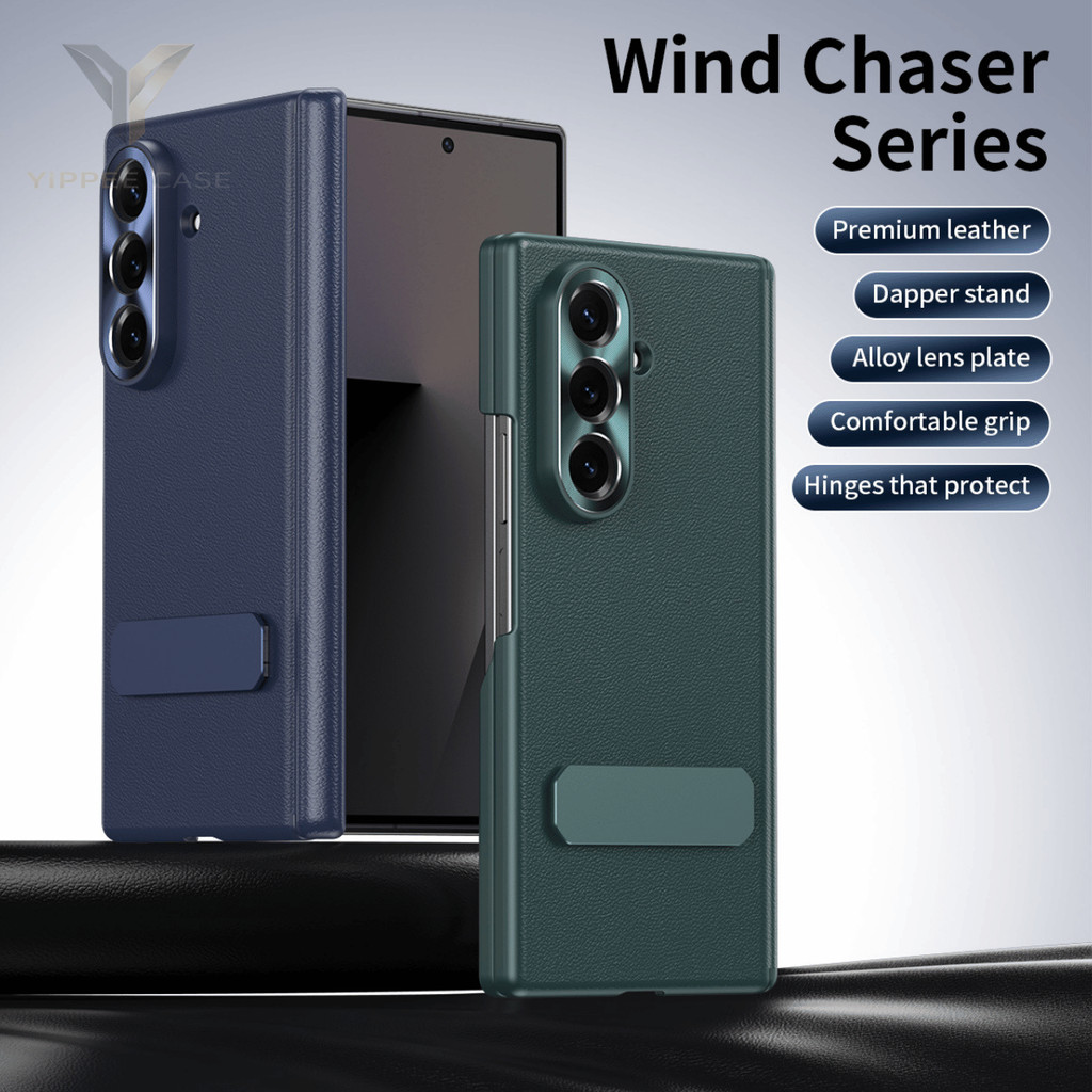 ลม Chaser Series ซองหนังสําหรับ Samsung Galaxy Z พับ 7 6 5/Zfold 5 6 7 ขาตั้งบานพับป้องกันเลนส์โลหะผ