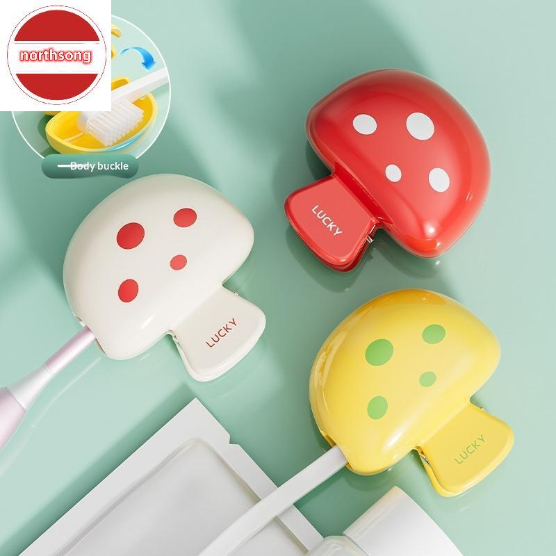 NOR Mushroom-Design แปรงสีฟันถ้วยกันฝุ่นแปรงฝาครอบป้องกันแบบพกพาคลิปพลาสติกสําหรับ Home Travel Usepa