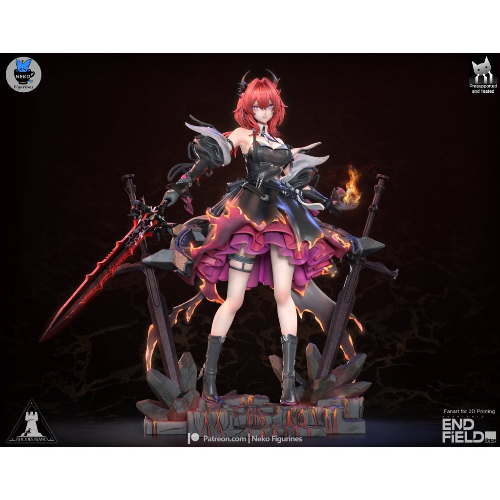 ไฟล์ STL สำหรับพิมพ์ 3D โมเดล  Laevatein จาก Arknights: Endfield ไม่ใช่ตัวโมเดล