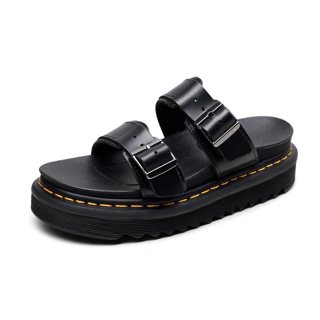 Dr. Martens รองเท้าแตะแพลตฟอร์ม สำหรับผู้หญิง ทำจากหนังแท้