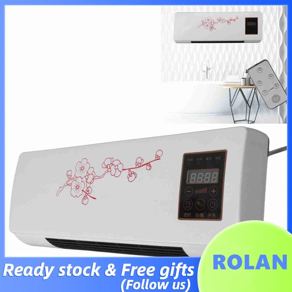 Rolan เครื่องปรับอากาศเครื่องทำความร้อน EU Plug 220V ทนทานขนาดเล็กพกพาอเนกประสงค์ครอบคลุมกว้างเสียงรบกวนต่ำพร้อมรีโมทคอนโทรลสำหรับห้องน้ำ