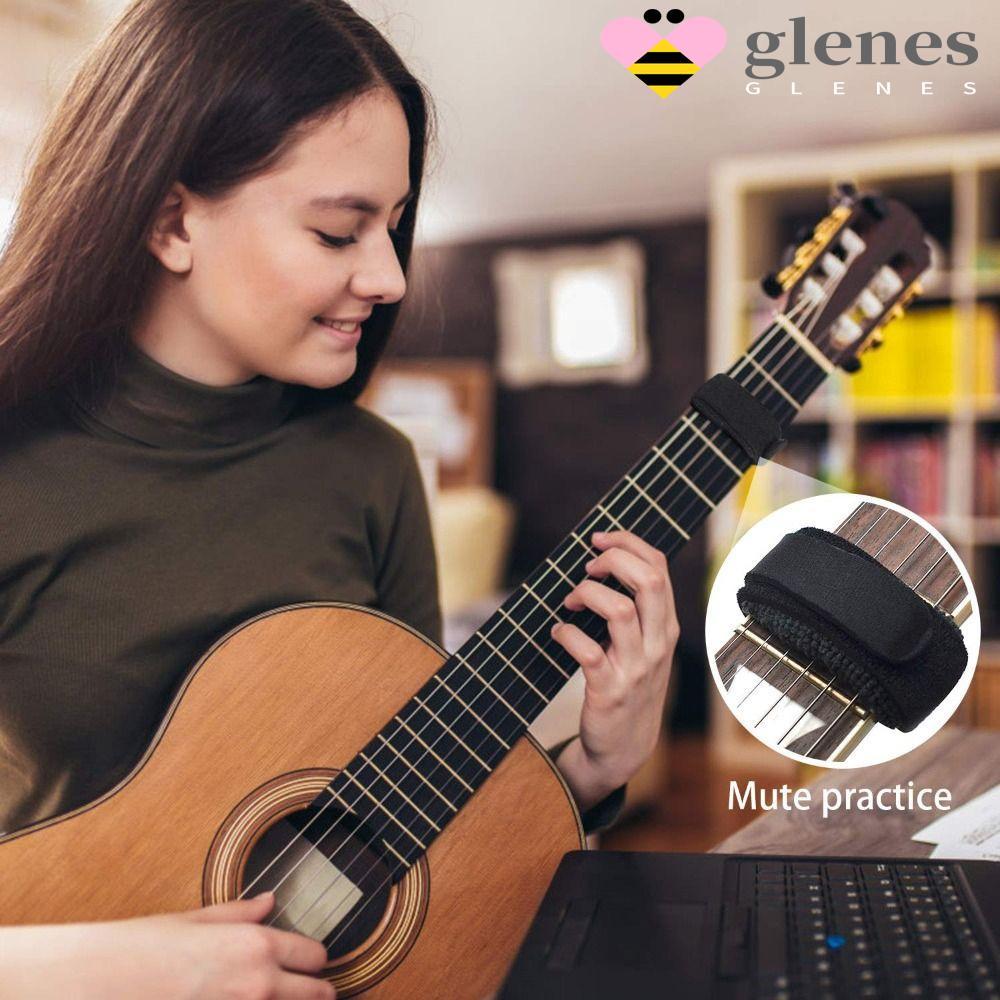 GLENES Fret Wrap, Plush Guard String เสือดาวพิมพ์สีกีตาร์ Soundproofing เทป, กีตาร์ Fret Wrap ลบติดต