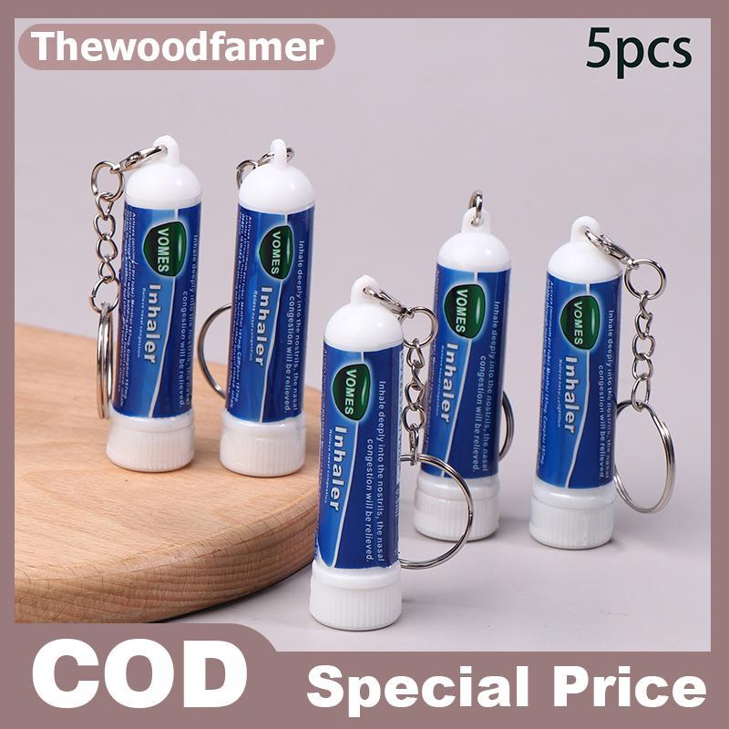 Thewoodfamer 5 ชิ้นจมูก Sti พวงกุญแจ Boosts Focus Inhaler หลอด Cooling Nasal Inhaler Aromatherapy En