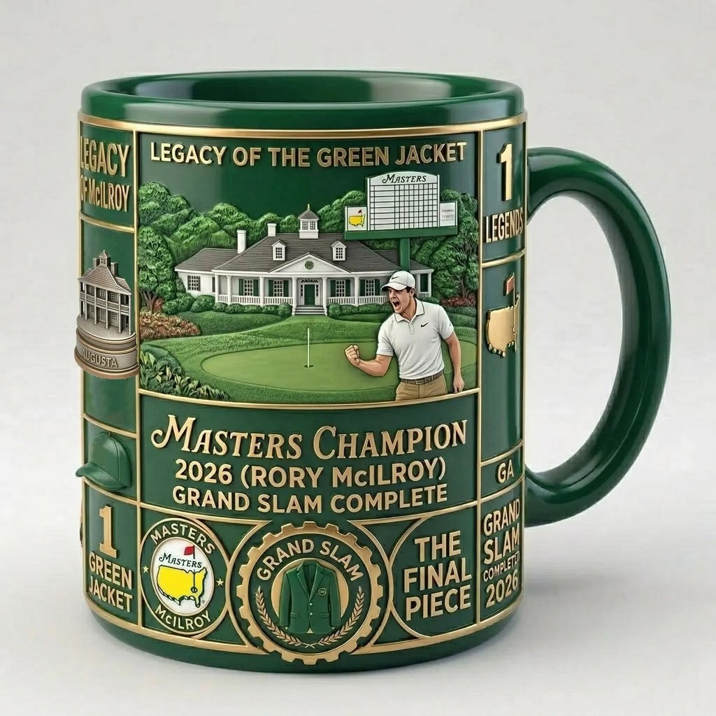 11oz/15oz 2026 Masters Champion Mug – Rory McIlroy Grand Slam Complete, Augusta Green Jacket Tribute