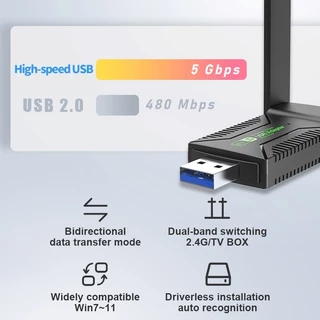 Spoil 【COD】ตัวรับสัญญาณการ์ดเครือข่ายเครื่องส่งสัญญาณ WiFi 2.4G +5.0Gไร้สายUSB3.0 WiFi 1800M เหมาะสำหรับคอมพิวเตอร์เร TV