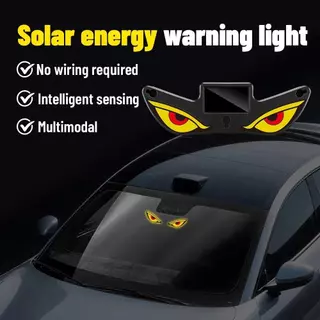 🚚ผู้ขายท้องถิ่น🚚Creative พลังงานแสงอาทิตย์รถแสงนีออนไร้สาย Cool Demon Eye Led Ambient Light ถ้วยดูด USB ชาร์จบรรยากาศหายใจโคมไฟ