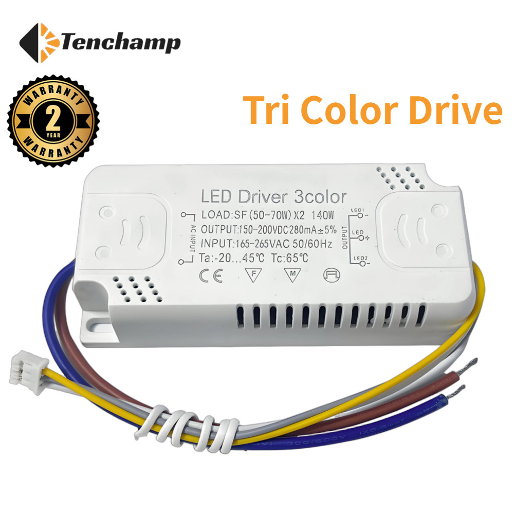 Tenchamp LED Tri Color Driver แหล่งจ่ายไฟ 12-24 W*2 24-40W*2 30-50W*2 40-60W*2 50-70W*2 60-80W*2 20-40W*4 30-50W*4 50-72W*4 30-50W*6 40-60W*6 30-72W*6