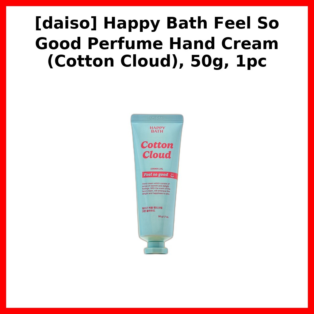 [Happy Bath]Feel So Good Perfume Hand Cream(Cotton Cloud),50g,1pc /Clean Soap Scent by K-DAISO