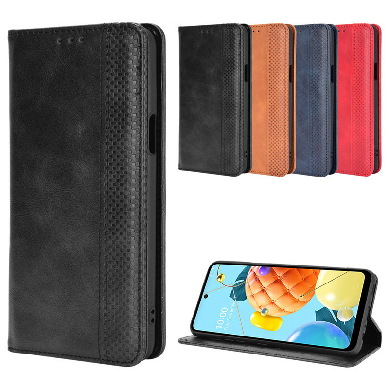 LG K52 เคสโทรศัพท์ K62 โทรศัพท์ซองหนังแม่เหล็กพลิกการ์ด K42 เคสป้องกัน LG Q52 กระเป๋าสตางค์ Retro รู