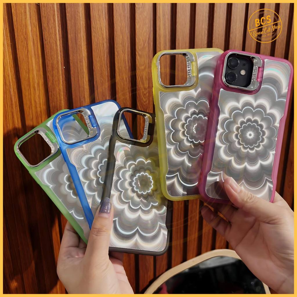 BCS - CASE CHROMATIC BRACKET FLOWER 3D สําหรับ OPPO A57 A77S A5S A7 A11K A12 A6 PRO A60 A74 A95 A36 