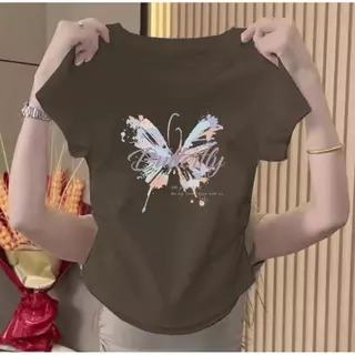 M-4XL มีหลายไซซ์ให้เลือกเสื้อยืดครอป เสื้อผ้าแฟชั่นสวยๆ เสื้อยืดสวยๆผู้หญิง เสื้อครอปเข้ารูป รัดรูป เสื้อสาวอวบ