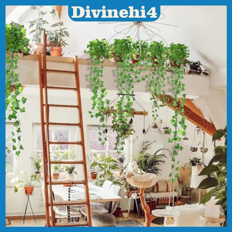 <divinehi4> ประดิษฐ์ Ivy Leaf Garland 5pcs Faux Green Vines สําหรับงานแต่งงานระเบียงแขวนผนังตกแต่ง N