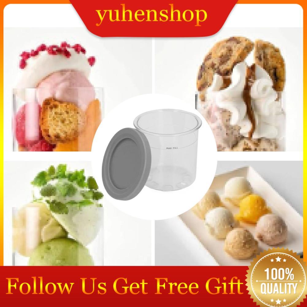 Yuhenshop Yuhenshop ถ้วยไอศกรีม Pints ​​พร้อมตัวเครื่องพีซีโปร่งใสและฝา PET สีสันสดใส เหมาะสำหรับ NC