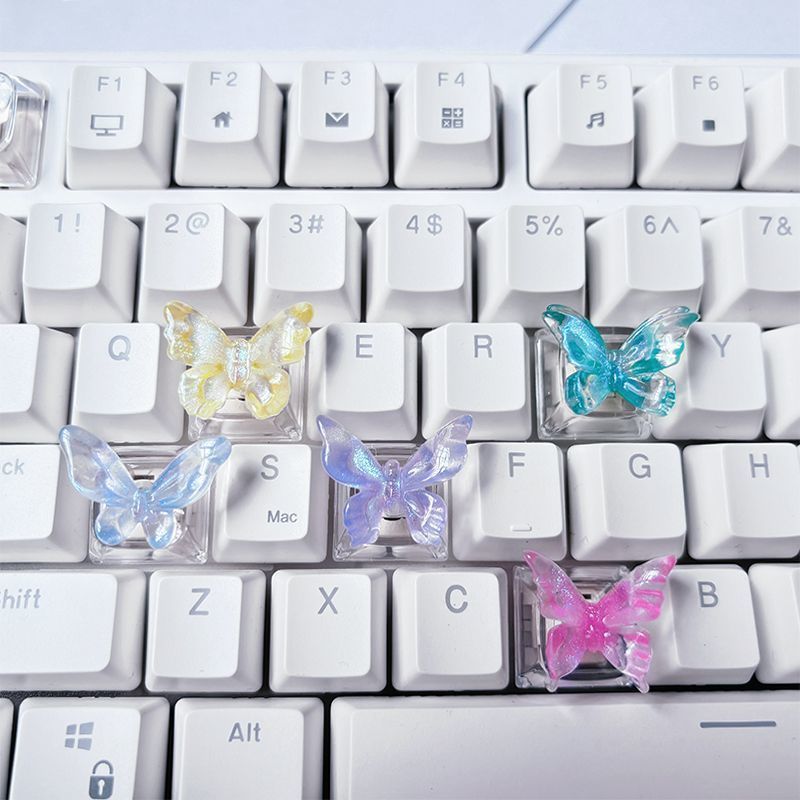 Aurora Butterfly บุคลิกภาพ Keycap 3D โปร่งแสง Cross Mechanical คีย์บอร์ดโปร่งใสสี Esc Key ตกแต่ง Keycaps