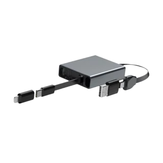 Fonken PD60W 4-in-1 สายชาร์จแบบพับเก็บได้ USB/Type C ถึง Type-C/iOS สายเคเบิลข้อมูลสําหรับโทรศัพท์