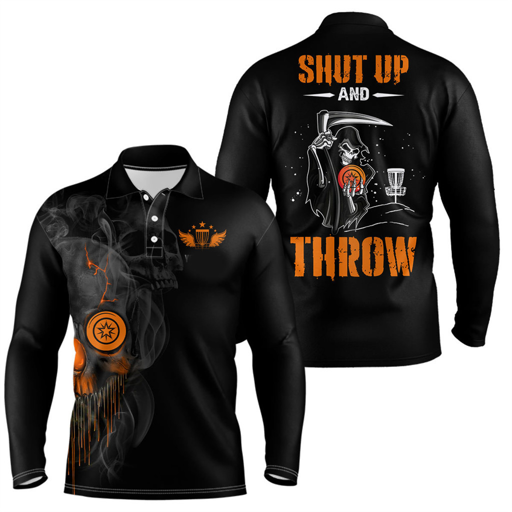 Mens Skull Golf Shirt, Golf Shirt With Skulls, Disc Golf Shirts For Men, Golf