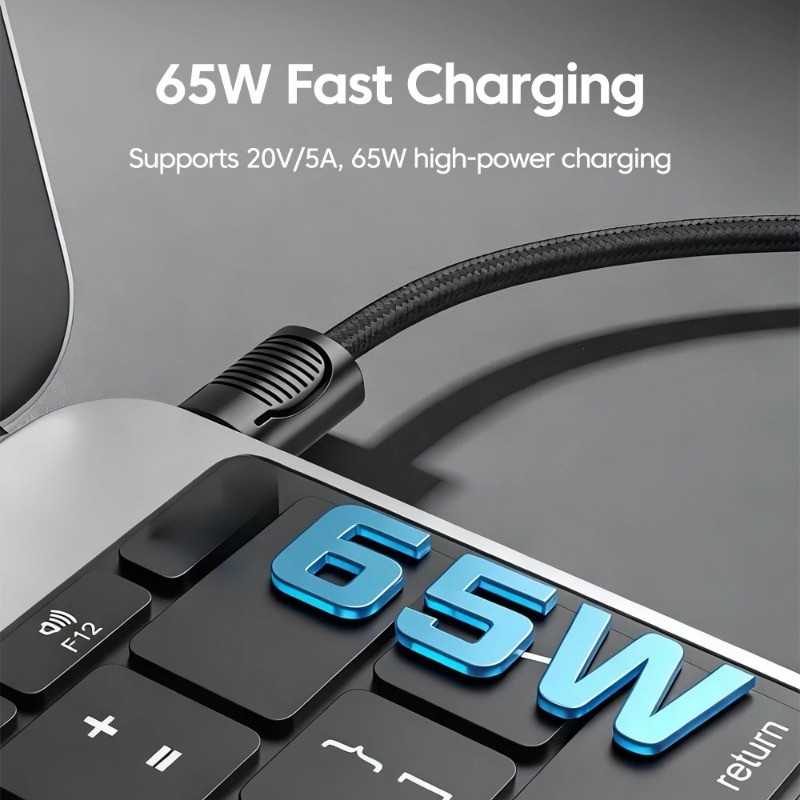 Elough แบบพกพาสั้น 0.2M ประเภท C ถึง Type C สายพร้อมเชือกเส้นเล็ก 65W PD Fast สายชาร์จสําหรับโทรศัพท์มือถือ Power Bank สาย - รูปที่ 3