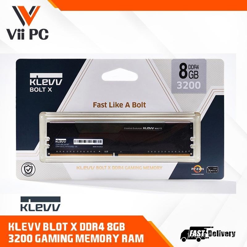 KLEVV BOLT X หน่วยความจํา 8GB DDR4 3200 CL16 OC XMP UDIMM KD48GU880-32A160T (เดสก์ท็อป)