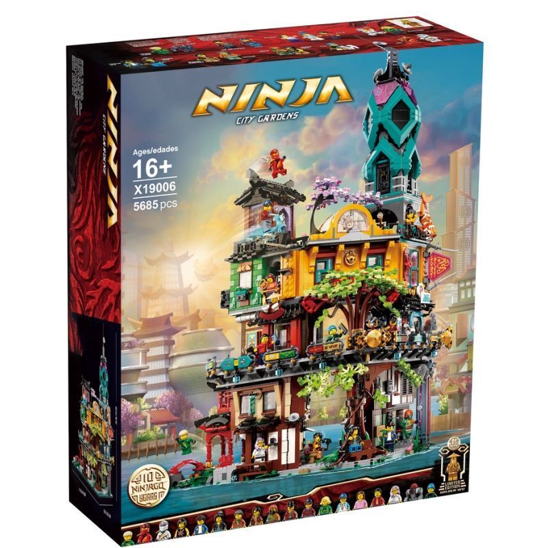 เข้ากันได้กับ Lego Phantom Ninja Garden City 71741 ขนาดใหญ่ความยากสูงประกอบอาคารบล็อกของเล่น 19006
