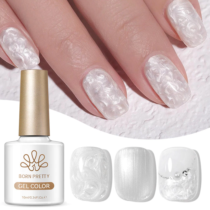 BORN PRETTY 10ml Pearlescent Pearl White Thread Gel ยาทาเล็บ UV/LED Soak Off Gel สําหรับ Home Nail Salon สําหรับของขวัญแต่งงาน