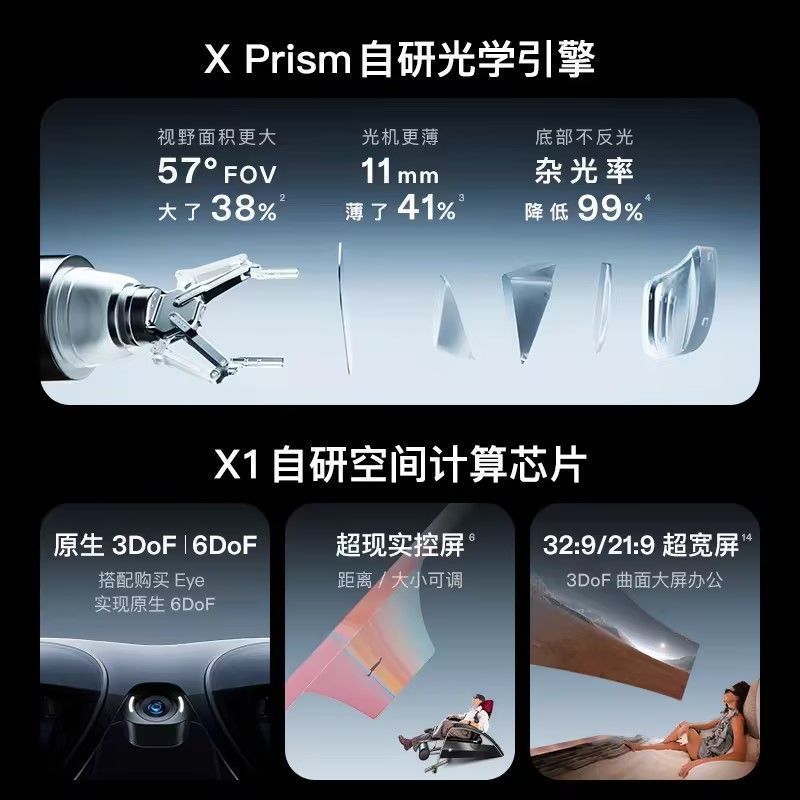 X XREAL One Pro สมาร์ท AR แว่นตาพื้นเมือง 3DoF Space Suspended X Prism เครื่องออปติคอลรุ่นใหม่ D