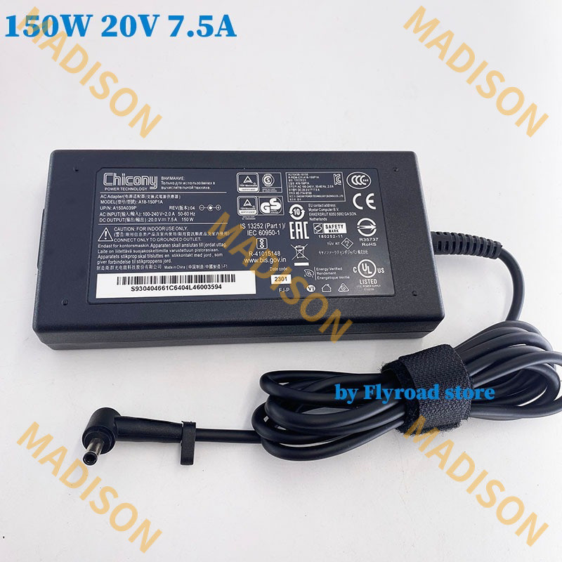 Chicony 150W 20V 7.5A 4.5*3.0 มม.อะแดปเตอร์สําหรับ MSI ดาบ 15 A18-150P1A แล็ปท็อปชาร์จ