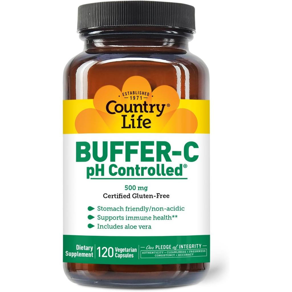 Country Life Buffer-C 500 mg (หมวกวีแกน), 120-Count