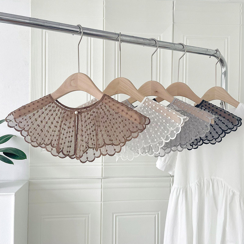 ชุดเดรสอเนกประสงค์สําหรับผู้หญิงผ้าพันคอขนาดใหญ่ปกปลอมตกแต่งลูกไม้ดอกไม้กลวงSDF