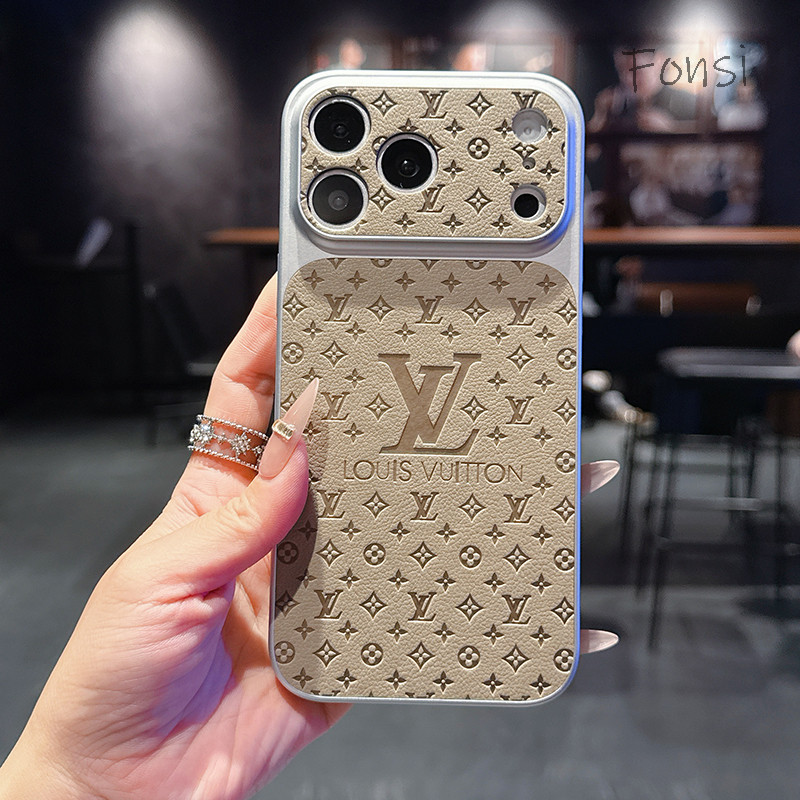 ใหม่ High-end Retro PU หนังลายแฟชั่นหน้าต่างขนาดใหญ่ LV เคสโทรศัพท์เหมาะสําหรับ IPhone 14 15 16 17 Pro Max Shock Protection
