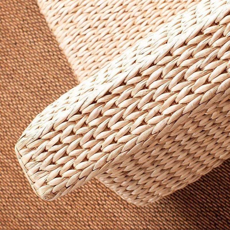 Modern straw rattan lazy chair tatami chair legless chair and floor balcony bay window back chair ra