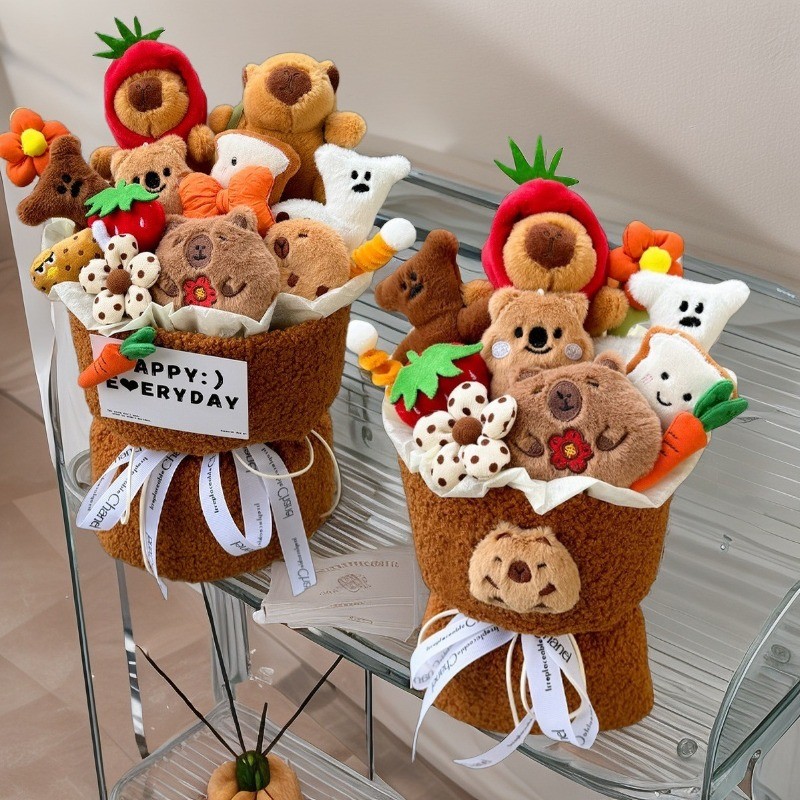 Aoduoyaya capybara ช่อดอกไม้ ช่อคาปิบาร่า ตุ๊กตาช่อดอกไม้ ของขวัญปีใหม่ วาเลนไทน์ รับปริญญา - 5