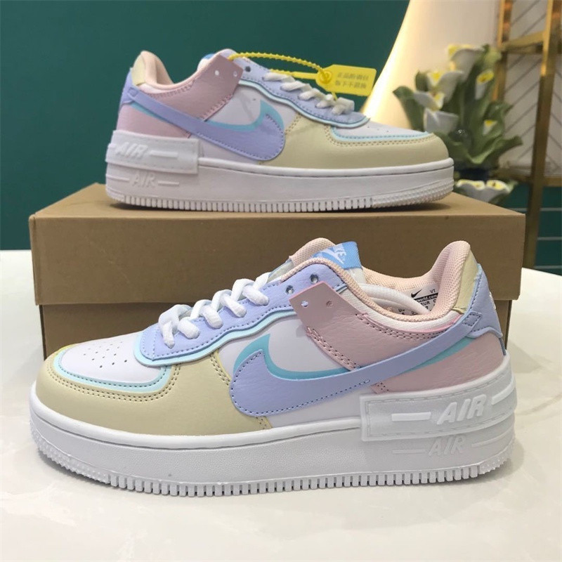 คลังสินค้าพร้อม Af1 Airforce Shadow 1 Low Top Pastel ผู้หญิงแฟชั่นกีฬารองเท้าผ้าใบรองเท้า aeth wj646