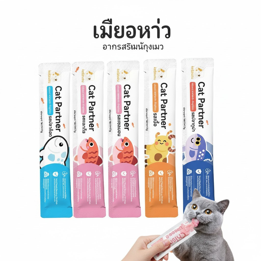 จัดเต็ม 100 ซอง! Ketzuzu 17g ขนมแมวเลียสูตรมูสเนื้อละเอียด อาหารว่างมีประโยชน์ สำหรับลูกแมวและแมวโต