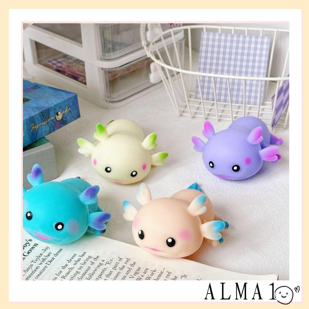 ALMA การ์ตูนปลา Squishy ของเล่น, การออกแบบยืดน่ารัก Axolotl บีบของเล่น, ตลกความเครียดบรรเทาหลายสี Fi