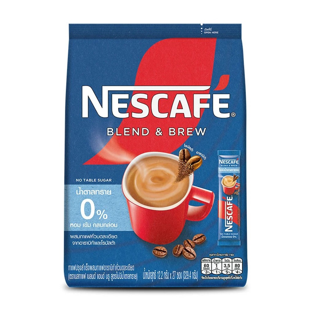 เนสกาแฟ 3in1 Nescafe เนสกาแฟ 27 ซอง กาแฟสำเร็จรูปแบบซอง สูตรไม่มีน้ำตาล เนสกาแฟซอง กาแฟพร้อมชง