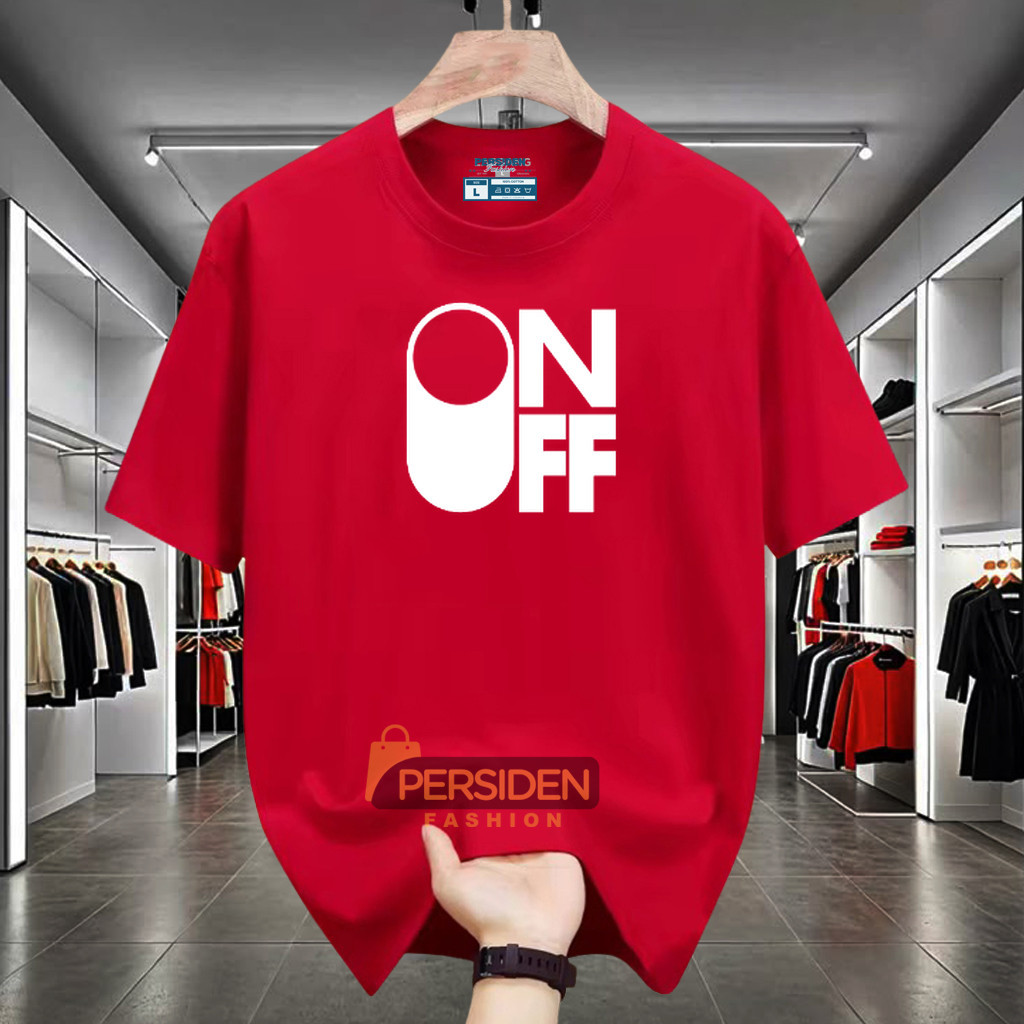 เสื้อยืดแขนสั้น Distro ON OFF TEXT SWHITE เสื้อยืด Unisex สําหรับผู้ชายและผู้หญิง