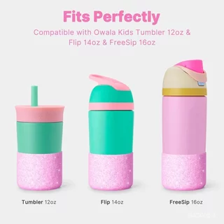 บูทซิลิโคนสําหรับ Owala FreeSip 16 oz & Flip 14 oz ขวดน้ําสแตนเลสหุ้มฉนวน, แขนป้องกันกันลื่นสําหรับเด็ก 12 oz Tumbler