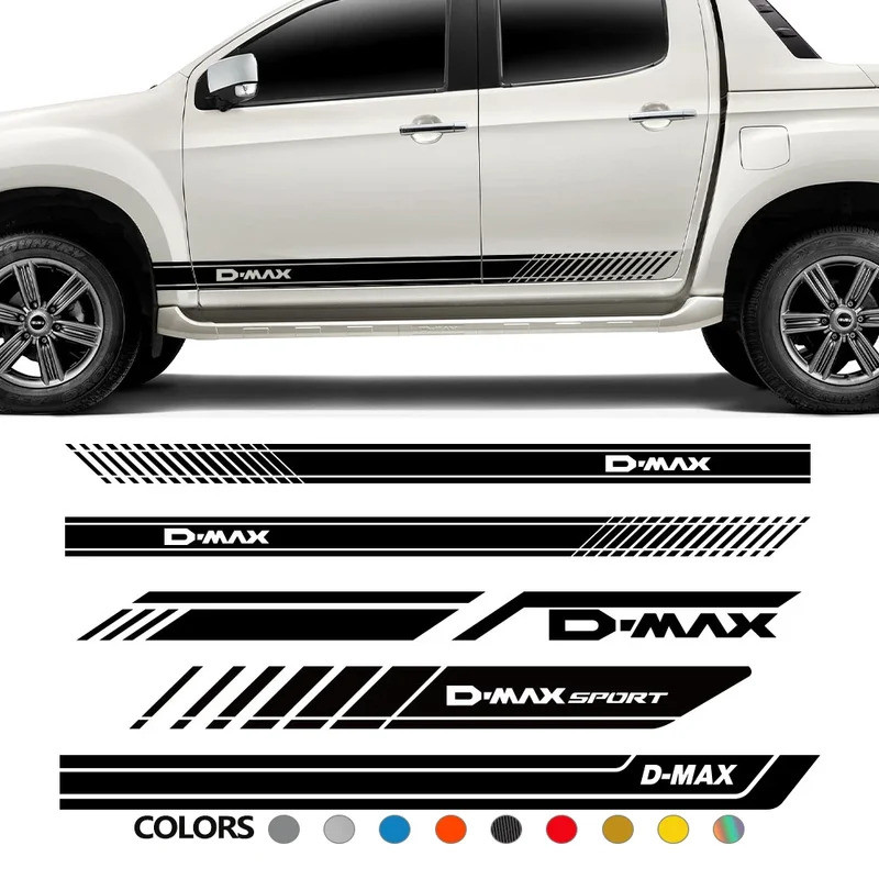 รถกระบะด้านข้างสติกเกอร์สําหรับ Isuzu Dmax D Max รถบรรทุก Hood รถ Tailgate Decor Decals Trunk ไวนิลฝาครอบปรับแต่งอัตโนมัติอุปกรณ์เสริม