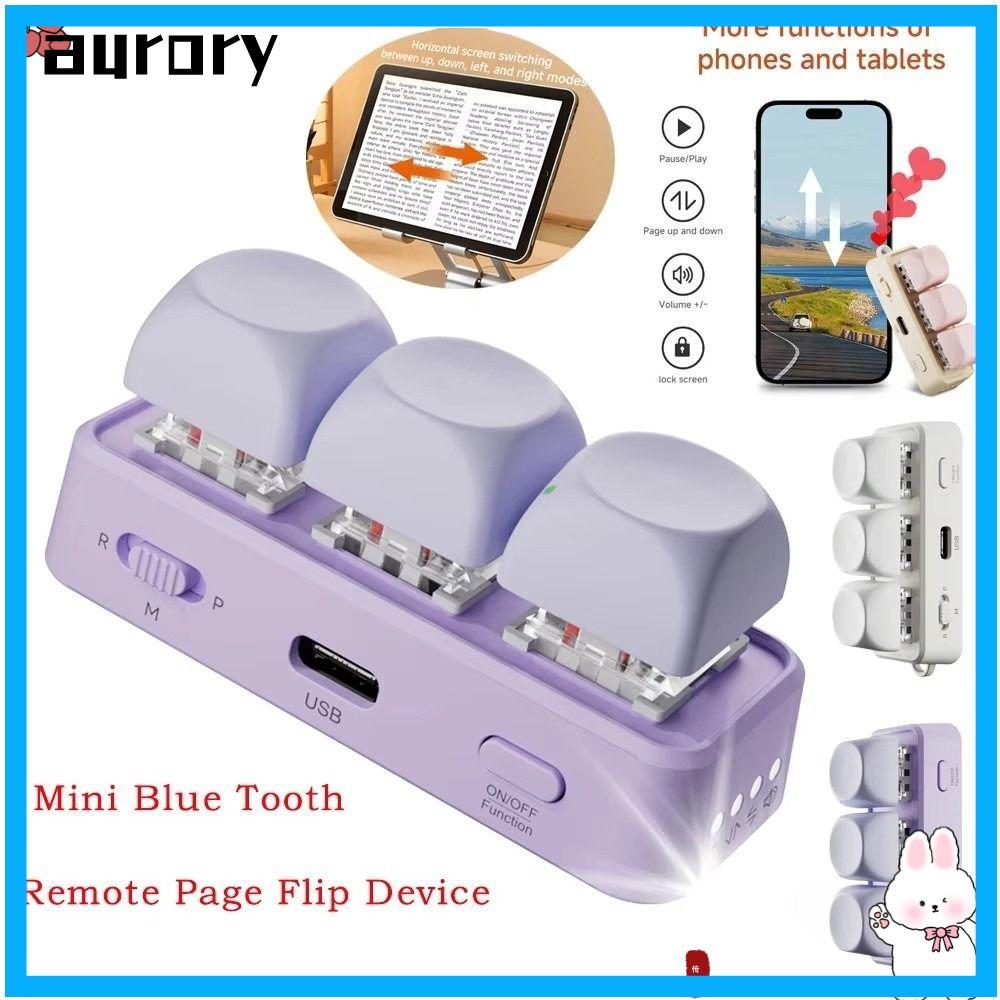AURORY คีย์บอร์ดหน้า Turner, 3 คีย์แบบพกพา EBook หน้า Turner คีย์บอร์ด, มัลติฟังก์ชั่น Universal Blu