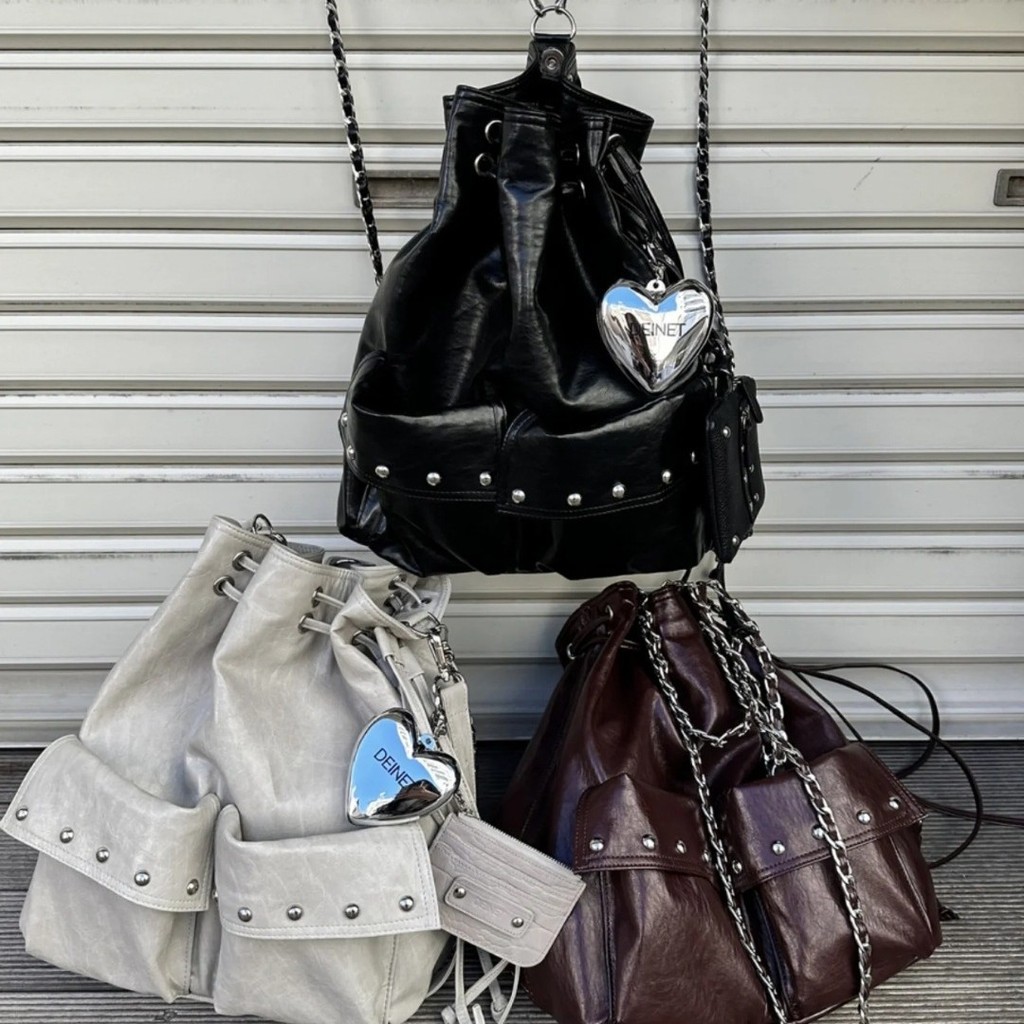 Deinet กระเป๋าถังเกาหลีขนาดใหญ่ Drawstring ความจุขนาดใหญ่