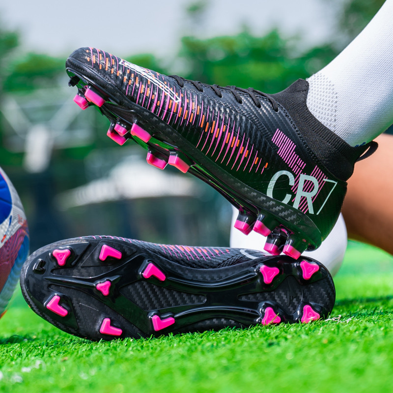 รองเท้าฟุตบอล Spikesยาว CR7 High-Top Teenager Boys Girls Shoes [ผู้ผลิตคําแนะนําหลัก] Cross-Border 3