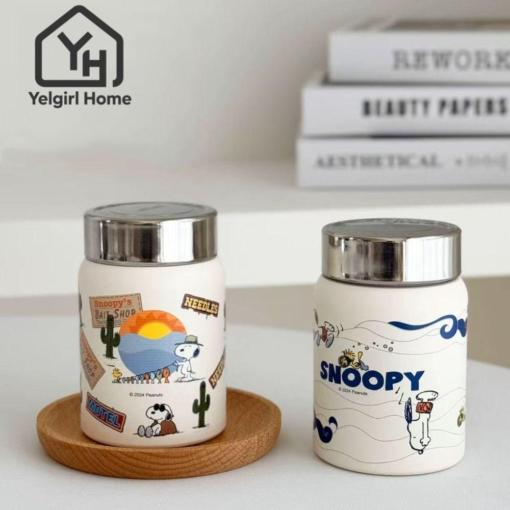 เยลเกิร์ลบ แก้วกาแฟเดินทาง,การ์ตูน สนูปปี้ สแตนเลสถ้วยเก็บความร้อนขนาดเล็ก,กระติกน้ําพกพาน้ําหนักเบาป้องกันการรั่ว280มล