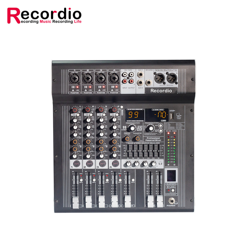 Professional DJ Mixer4 Channel 400W High Power Channel พร้อม Power Amplifier Mixer Performance Stage