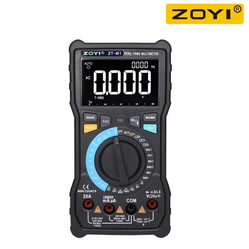 Profesional มัลติมิเตอร์แบบดิจิตอล zoyi ZT-M1 T-RMS Auto/Manual 8000 DC/AC 20A แรงดันไฟฟ้าปัจจุบันคว