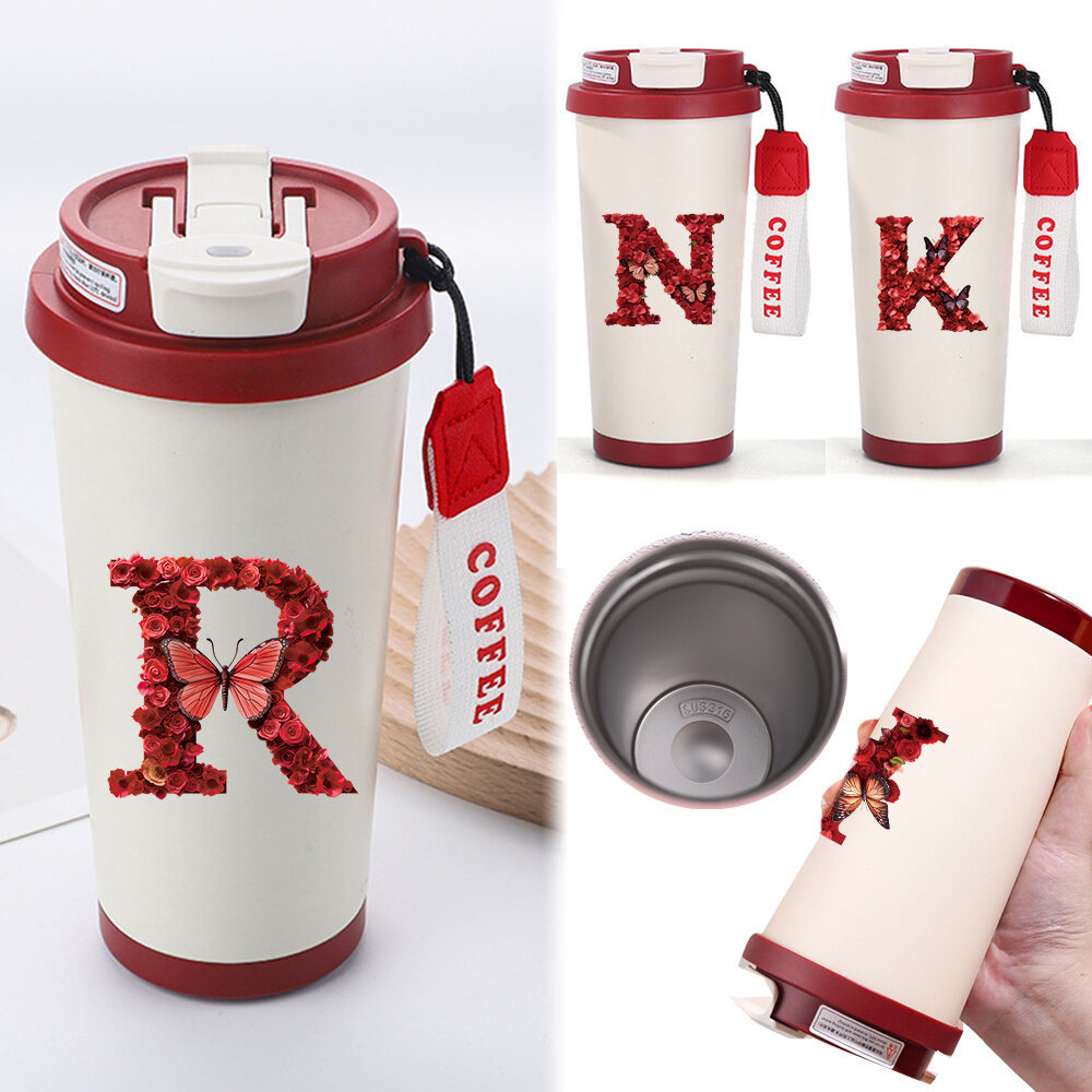 Red Tumbler Student Water Bottle Milk Cup Stylish Office Worker Coffee Cup Red Rose Series